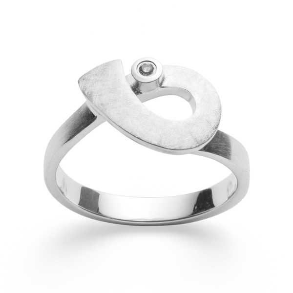 925,- ring, rho. mat/børstet mat,  0,02ct W-SI from Bastian Inverun