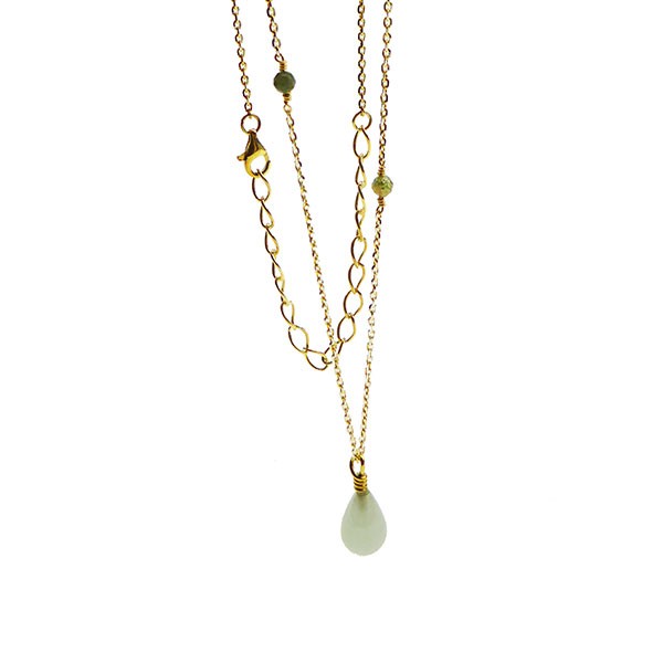 Halskæde med Akvamarin & Rå Diamanter 42+8cm from San - Links of Joy