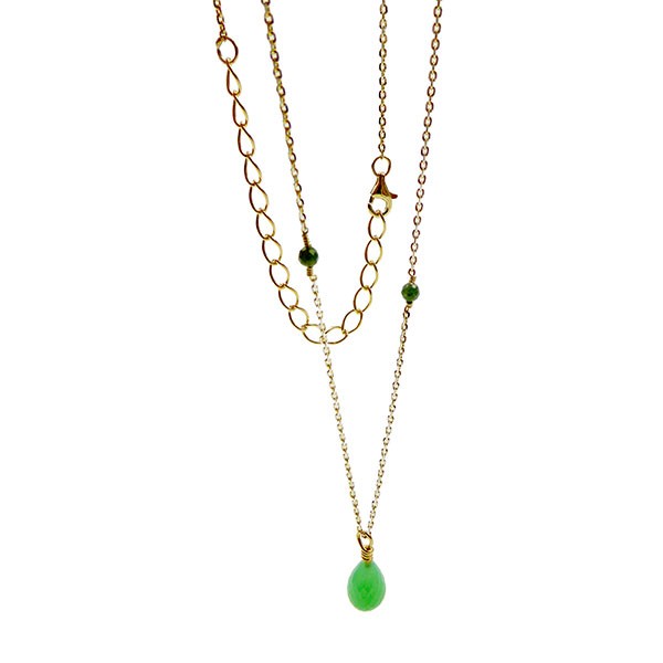 Halskæde med Chrysopras & Rå Diamanter Øreringe from San - Links of Joy