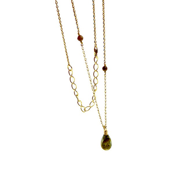 Halskæde med Labradorit & Rå Diamanter 42+8cm from San - Links of Joy