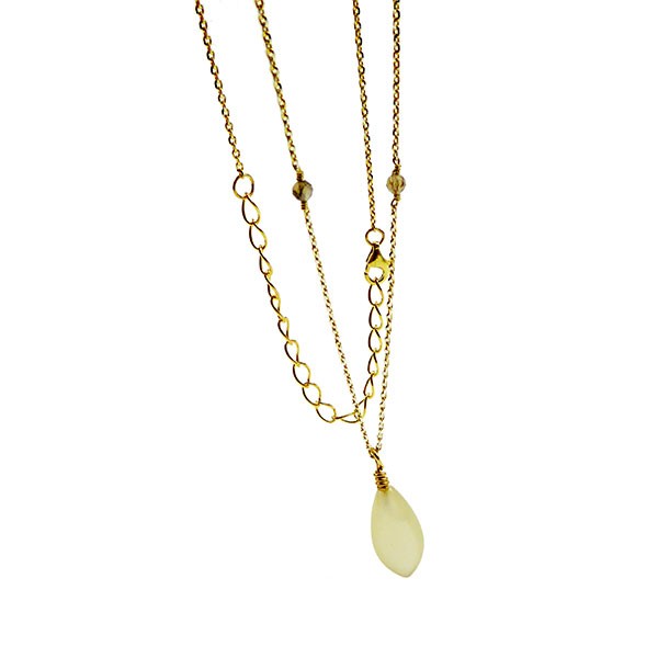 Halskæde med Månesten & Rå Diamanter 42+8cm from San - Links of Joy