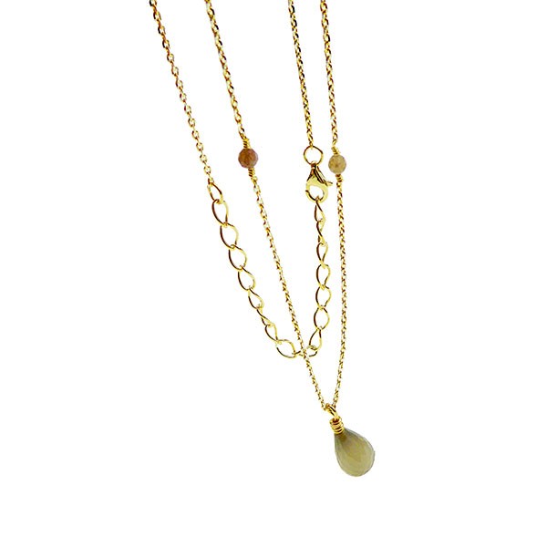 Halskæde med Månesten & Rå Diamanter 42+8cm from San - Links of Joy