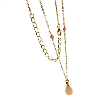 Halskæde med Pink opal 42+8cm from San - Links of Joy