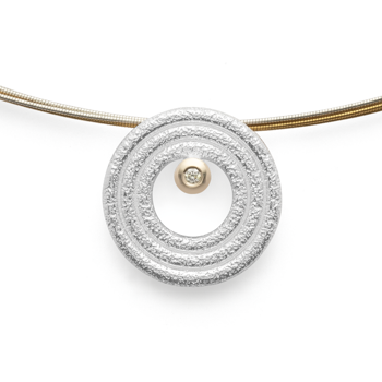 925/- Vedhæng, fg 14K mat/børstet, 0,015ct from Bastian Inverun