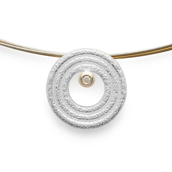 925/- Vedhæng, fg 14K mat/børstet, 0,015ct from Bastian Inverun