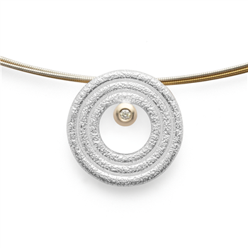 925/- Vedhæng, fg 14K, rho. mat/børstet, 0,015ct from Bastian Inverun