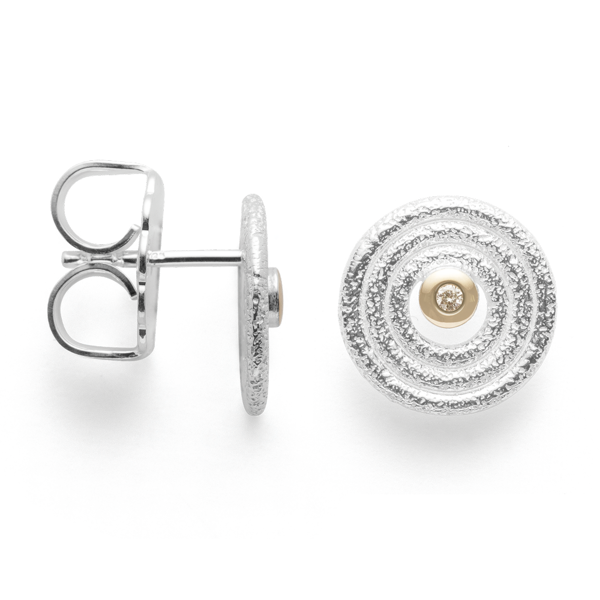 925/- Ørestikker, fg 14K mat/børstet 0.02ct  from Bastian Inverun