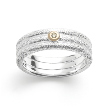 925/- Ring, fg 14K mat/børstet, 0,015ct from Bastian Inverun
