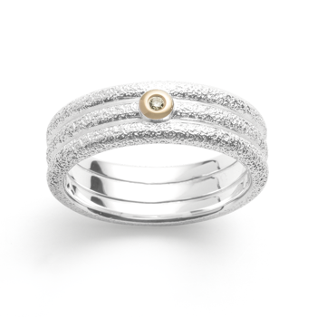 925/- Ring, fg 14K mat/børstet, 0,015ct from Bastian Inverun