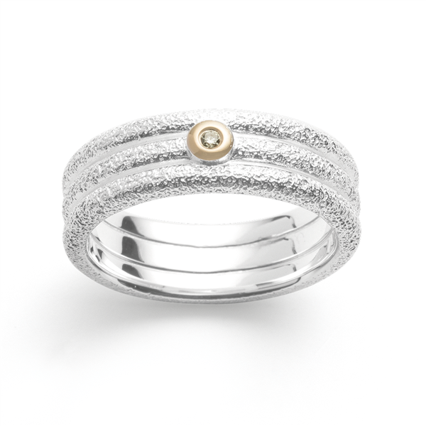925/- Ring, fg 14K mat/børstet, 0,015ct from Bastian Inverun