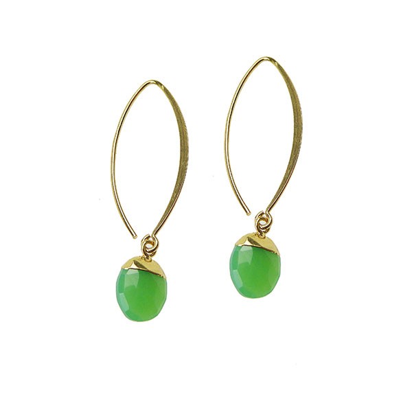 Øreringe - Forgyldt med Chrysopras Forgyldt pr.par from San - Links of Joy