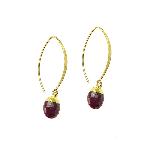 Øreringe - Forgyldt med Rubin Forgyldt pr.par from San - Links of Joy