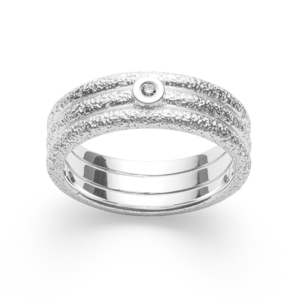 925/- Ring mat/børstet, hvid topas 0,02ct from Bastian Inverun