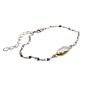 Armbånd -Forgyldt/Rhodineret med Barok Ferskvandsperle 16+4cm from San - Links of Joy