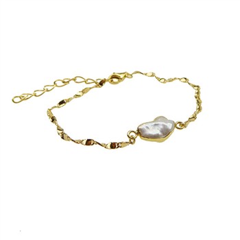 Armbånd -Forgyldt med Barok Ferskvandsperle 16+4cm from San - Links of Joy
