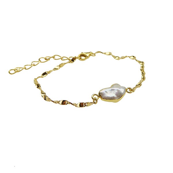 Armbånd -Forgyldt med Barok Ferskvandsperle 16+4cm from San - Links of Joy