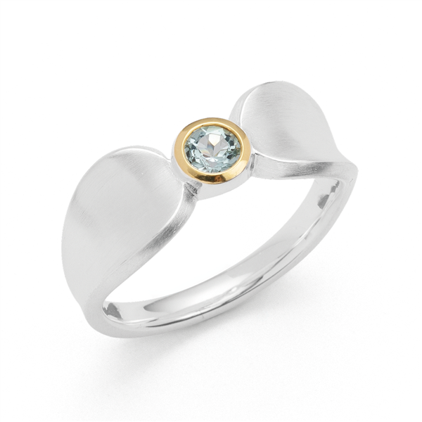 925/- Ring delvis fg mat/blank, blå topas 0,30ct from Bastian Inverun
