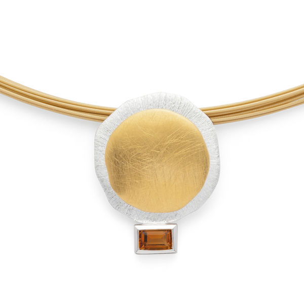 925/- Vedhæng, delvis fg, mat/børstet rho., citrin from Bastian Inverun