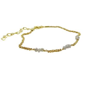 Bracelet & Necklace - Goldplated w. grey Raw Diamonds 18+4cm from San - Links of Joy