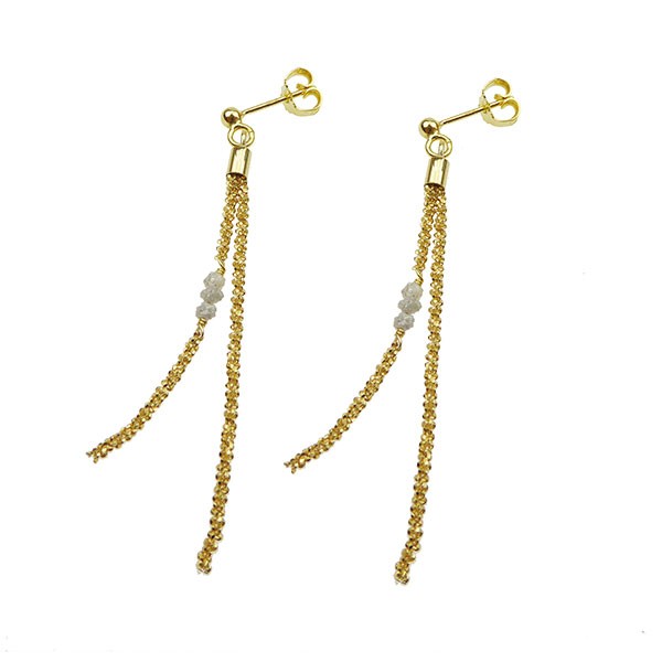 Earrings - Goldplated w.grey Raw Diamonds Forgyldt pr.par from San - Links of Joy