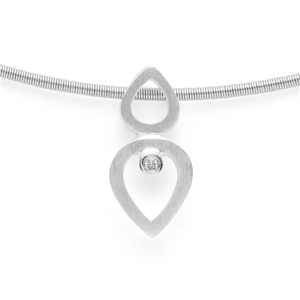 925/- Vedhæng, rho. mat, brillant 0,02ct W-SI from Bastian Inverun