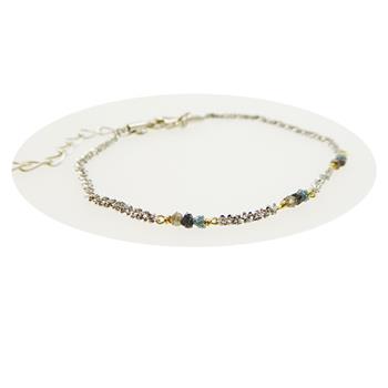 Bracelet & Necklace - Rhodium/Goldplated w. Raw Diamonds-multi colour 18+4cm from San - Links of Joy