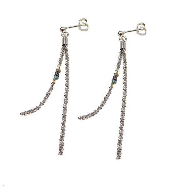 Earrings - rhodium/Goldplated w.Raw Diamonds - multi colour Rhodineret pr.par from San - Links of Joy