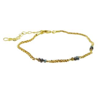 Bracelet & Necklace - Goldplated w. Raw Diamonds-multi colour 18+4cm from San - Links of Joy