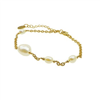 Armbånd & halskæde - Forgyldt m.Ferskvandsperler 16+4cm from San - Links of Joy