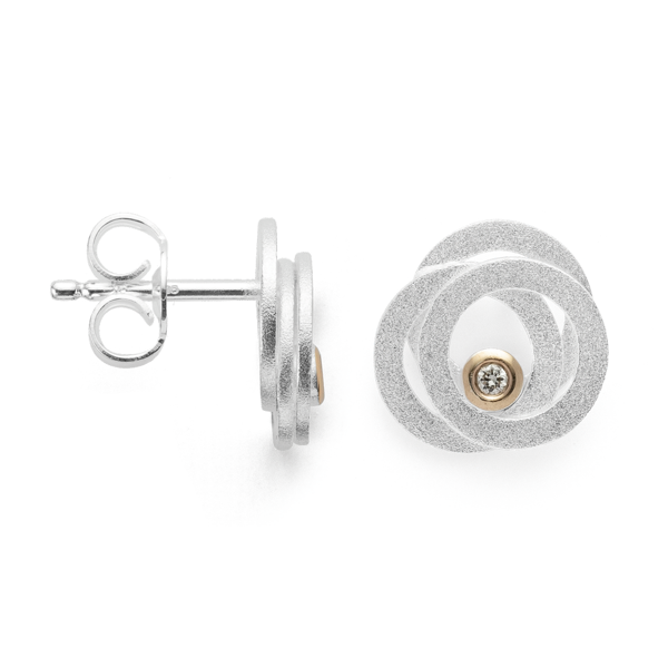 925/- ørehænger, rho. mat/blank, br 0.02ct W-SI from Bastian Inverun