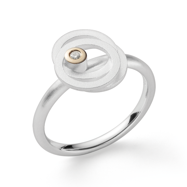 925/- ring, fg, rho sandb/blank, 0,02ct W-SI from Bastian Inverun