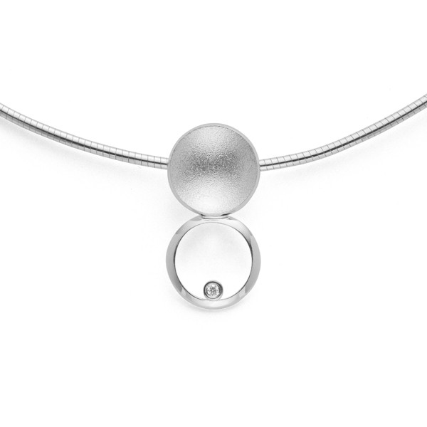 925,- Vedhæng, rho. sandblæst/blank, 0,02ct W-SI from Bastian Inverun