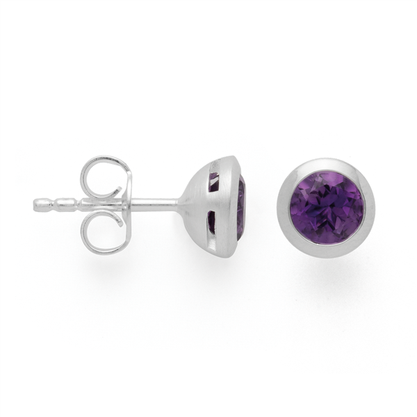 925/- Ørestikker, rho. mat/blank, ametyst 1,24ct from Bastian Inverun