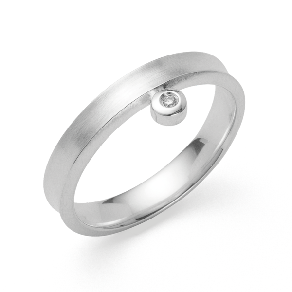 925/- Ring, mat rho., brillant 0,015ct W-SI from Bastian Inverun