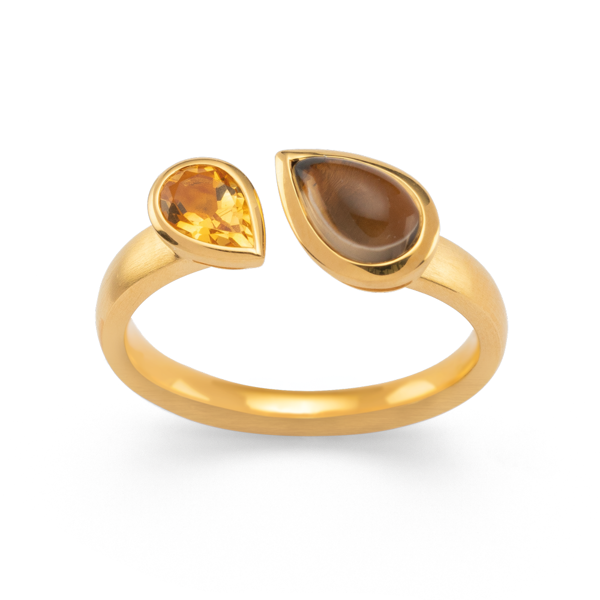 925/- Ring, mat/blank fg, RQ 0,87 ct, citrin 0,41 from Bastian Inverun