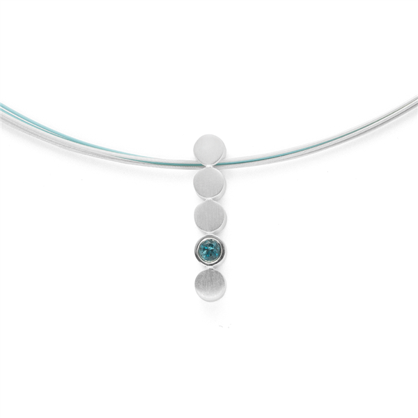 925,- Vedhæng, rho. mat/blank, blå topas 0,14ct from Bastian Inverun