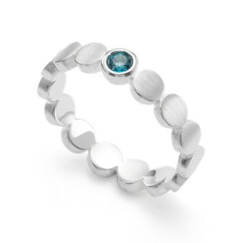 925/- ring, rho. mat/blank, blå topas 0,14ct from Bastian Inverun