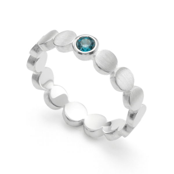 925/- ring, rho. mat/blank, blå topas 0,14ct from Bastian Inverun