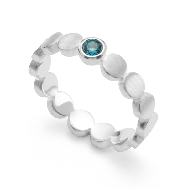 925/- Ring mat/blank, blå topas 0,14ct from Bastian Inverun