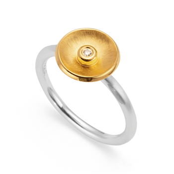 925/- Ring, delvis fg, rho. børstet/blank, 0,02ct from Bastian Inverun