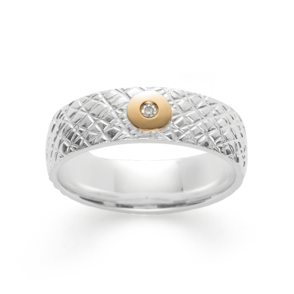 925/- Ring, fg mat/tekstureret, 0,015ct W-SI from Bastian Inverun