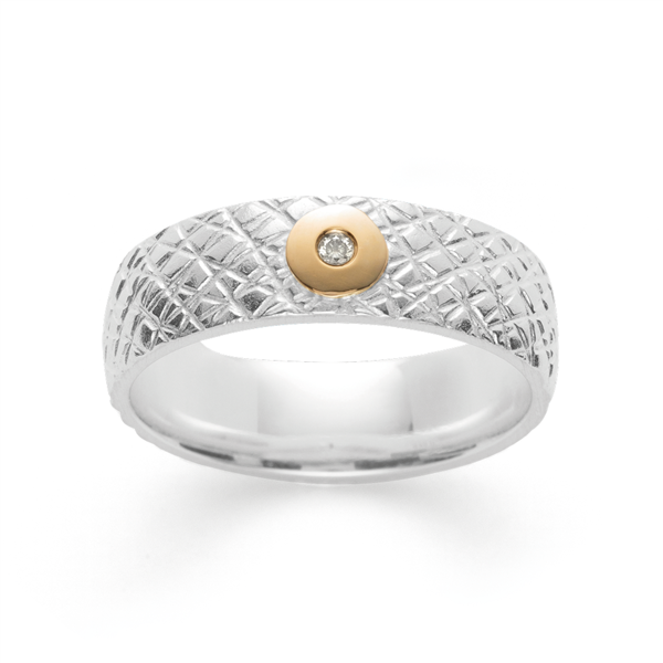 925/- Ring, fg mat/tekstureret, 0,015ct W-SI from Bastian Inverun