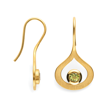 925/- øreringe, fg., mat, peridot 0,53ct from Bastian Inverun
