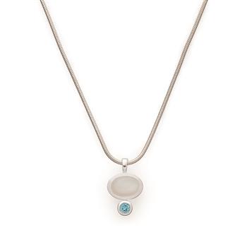 925/- Vedhæng, rho. pol, måne2, 15ct, Blå t 0,25ct from Bastian Inverun