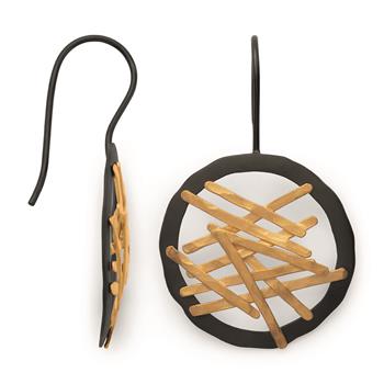 925/- Øreringe, delvis fg, sort rh, mat from Bastian Inverun