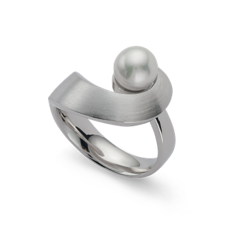 925/- ring, rh, matt/pol, kultur. perle2,89ct from Bastian Inverun