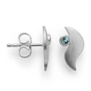 925/-ørestikker, rhde, mat, blå topas 0,09ct from Bastian Inverun