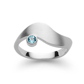 925/-ring, rh, satin mat, blå topas 0,13ct from Bastian Inverun
