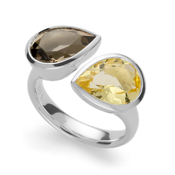 925/- ring, rh, kvarts champagne 2,74 ct, røg 2,94 from Bastian Inverun