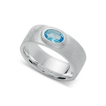 925/- Rh. Ring blå topas 0,54ct mat/pol from Bastian Inverun